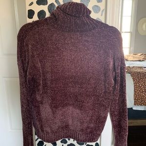 Crushed Velvet Turtleneck Sweater